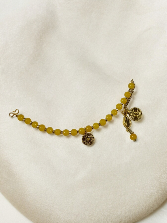 Beautiful Handcrafted Glass Beads Bracelet Yellow